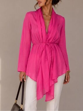 Promod Long Sleeve draped boho tie cardigan